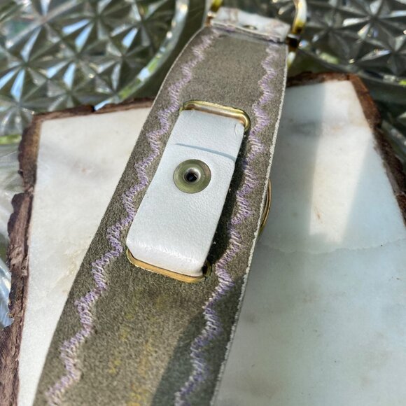 Lucerne Watch White Leather Strap Gold Tone Dial Vintage Date Display Manual - Picture 10 of 15